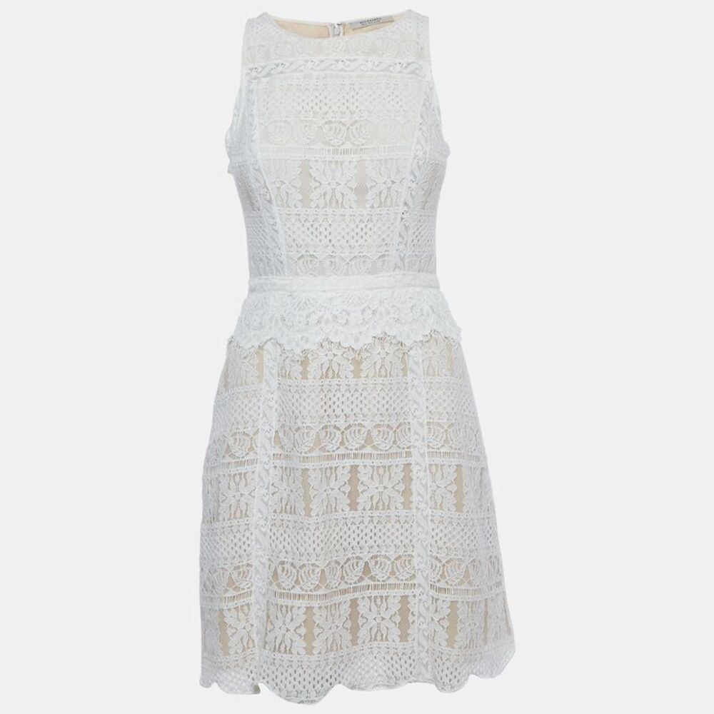 All Saints White Lace Sleeveless Mini Dress S - Picture 1 of 6